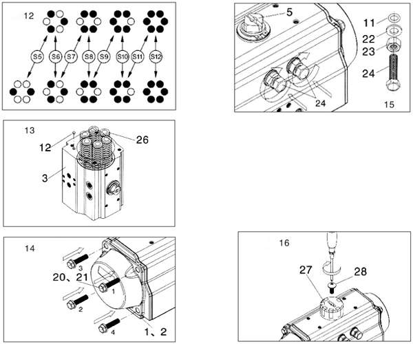 assemble pneumatic rotary actuator-2