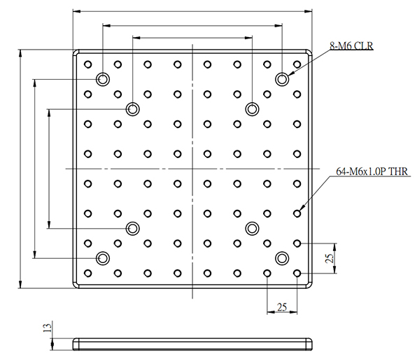 optical breadboard drawing